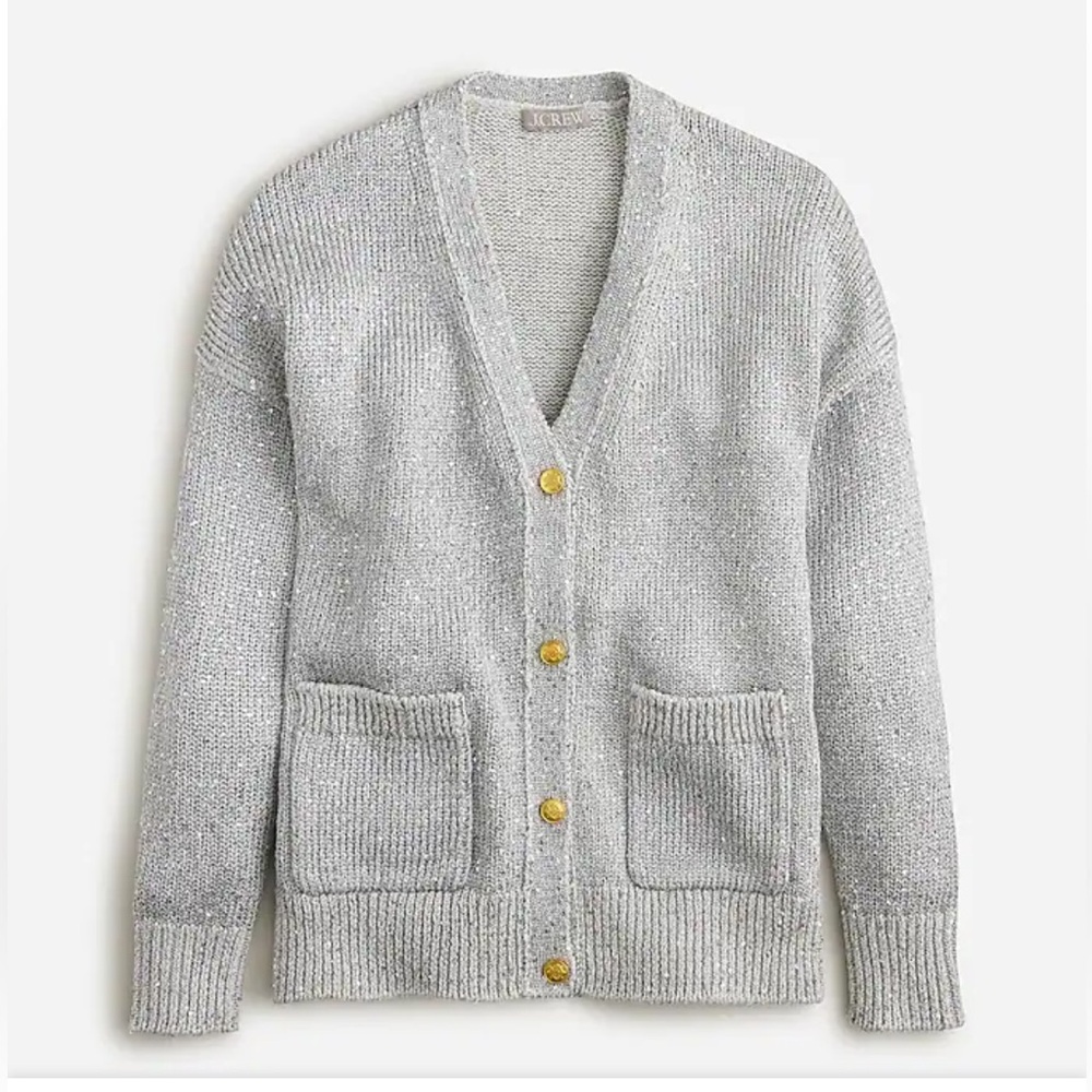 NWOT Silver Sequin Cardigan. Size XS.